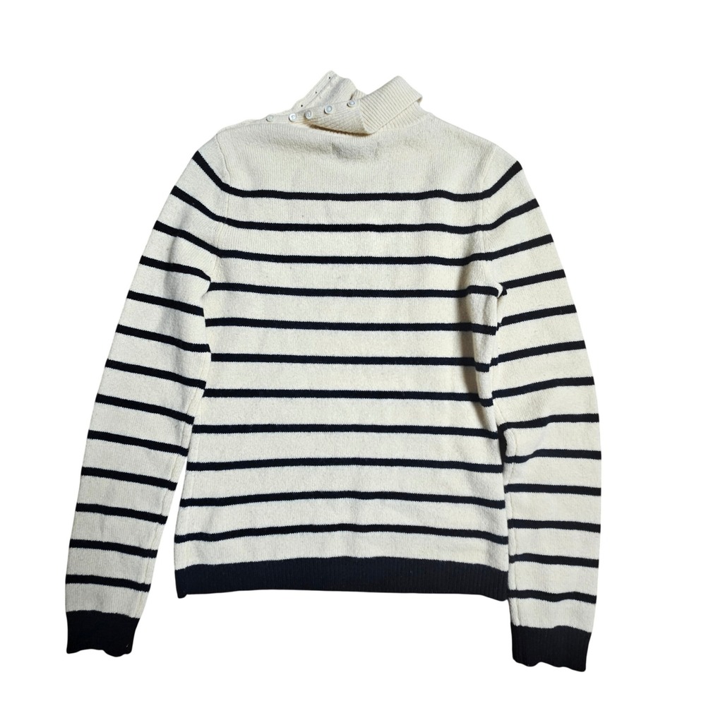 Banana Republic Lambswool Breton‎ Striped Funnel Neck Sweater XS French Coastal